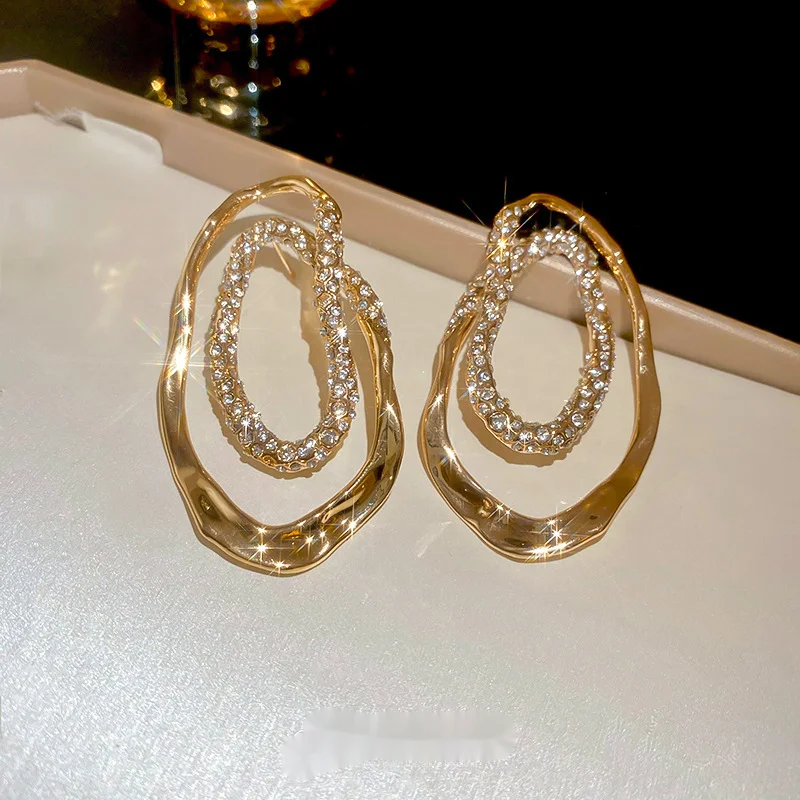 Irregular Oval Earrings With Fashionable Design, Light Luxury And High-end Earrings For Women_voghion.com