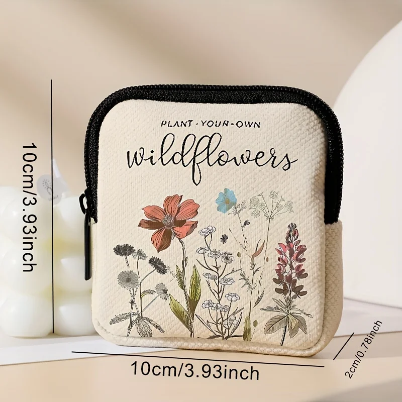 1 pc Flower pattern printing large capacity coin wallet, digital printing coin wallet storage bag, ideal choice for gifts