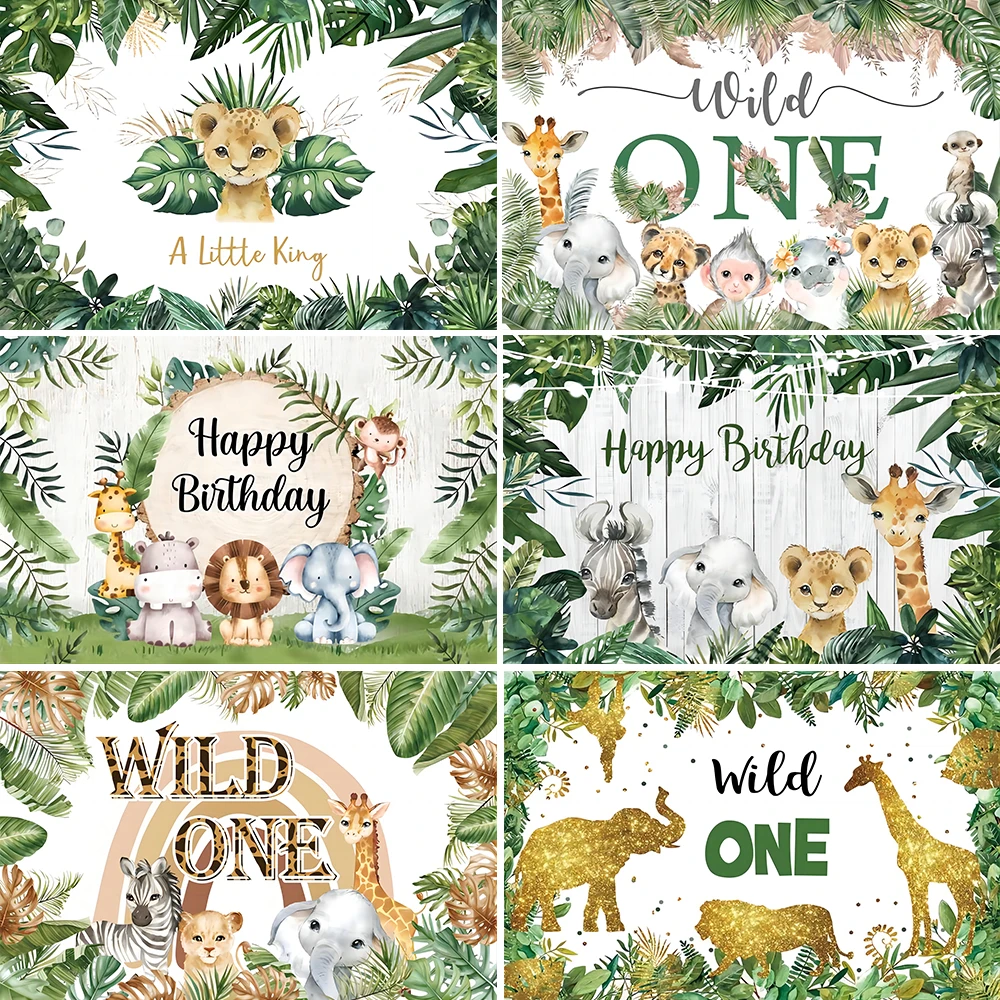 Photo Backdrop Tropical Jungle Safari Photography Backdrops Forest Animal Wild One Party Newborn Baby Shower Child Birthday Photo Background