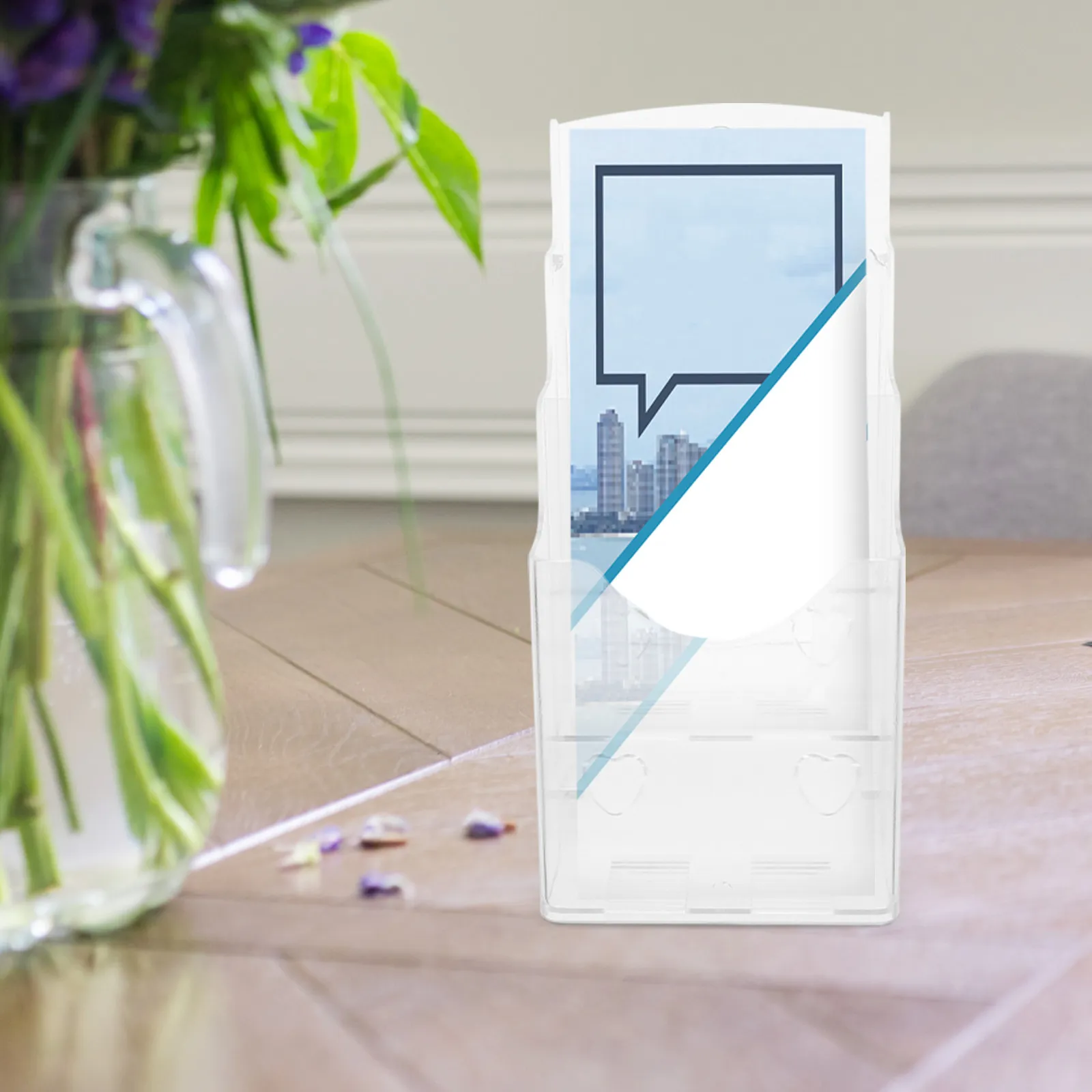 A6 접이식 브로셔 홀더 투명 계층형 랙 디스플레이 스탠드 문서 정리함 사무실 소매점 팜플렛 파일 보관함