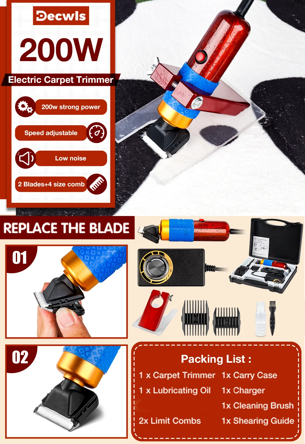 200W Electric Scissors, 110V-220V Carpet Trimmer, Animal Scissors, Tufted Electric Scissors, Home Pet Hair Clipper Set, Tools