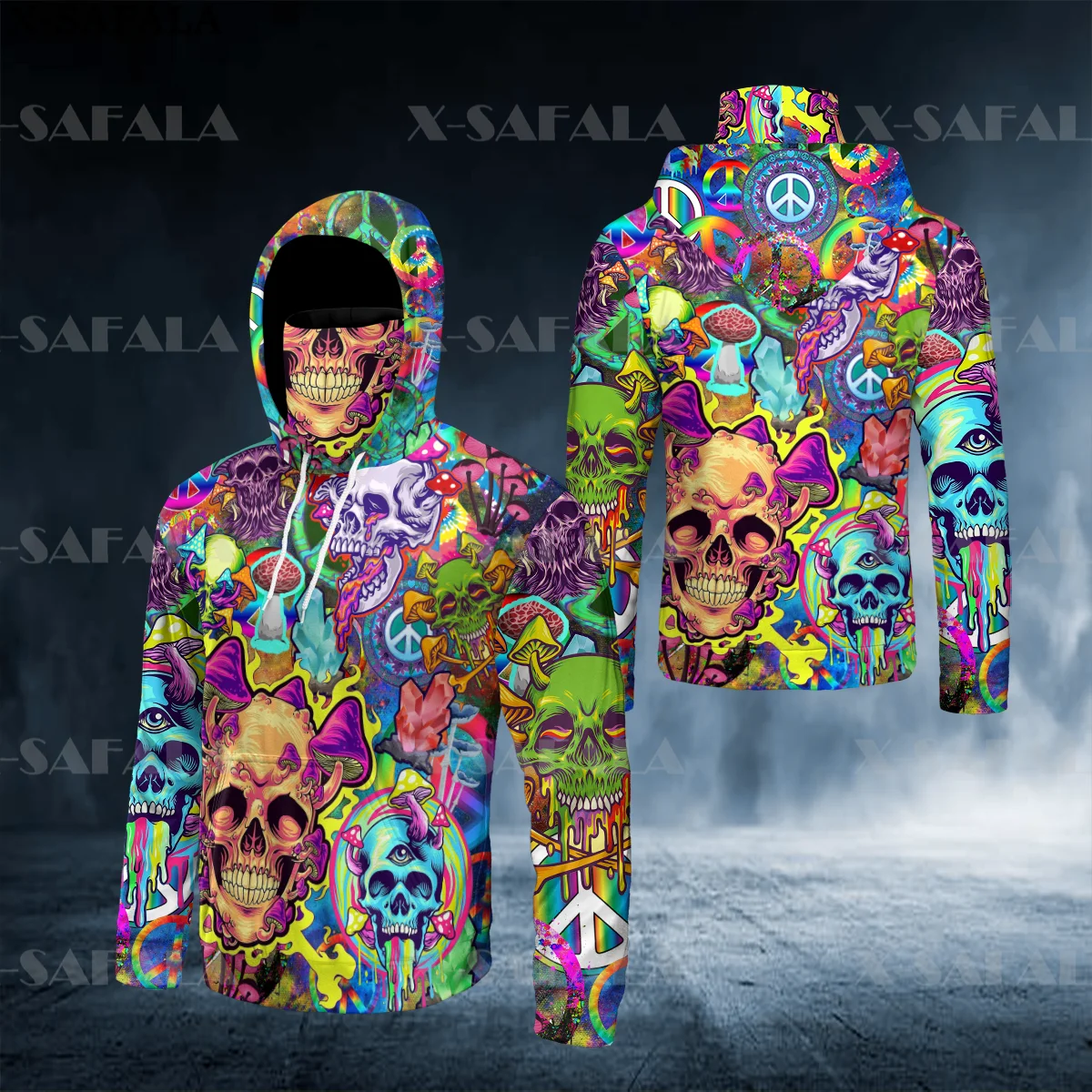 

Nature Fungus Psychedelic Mushroom Trippy 3D Print Face Mask Neck Warm Hoodies Zipper Man Unisex Harajuku Outwear Pullover-1