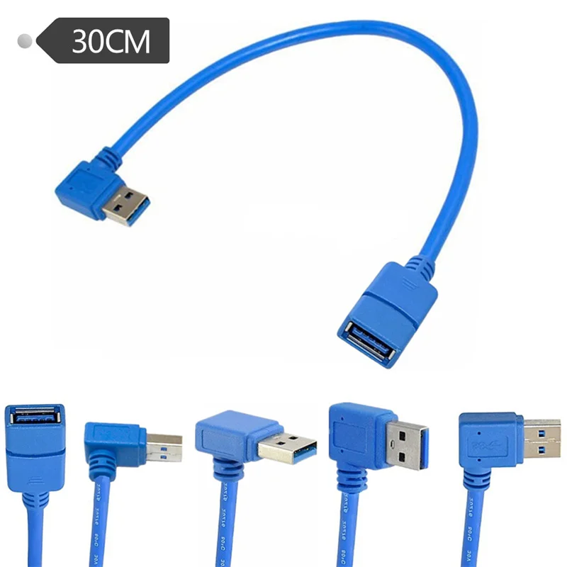 

30 см USB 3,0 A папа 90 градусов угол к гнезду Удлинительный кабель