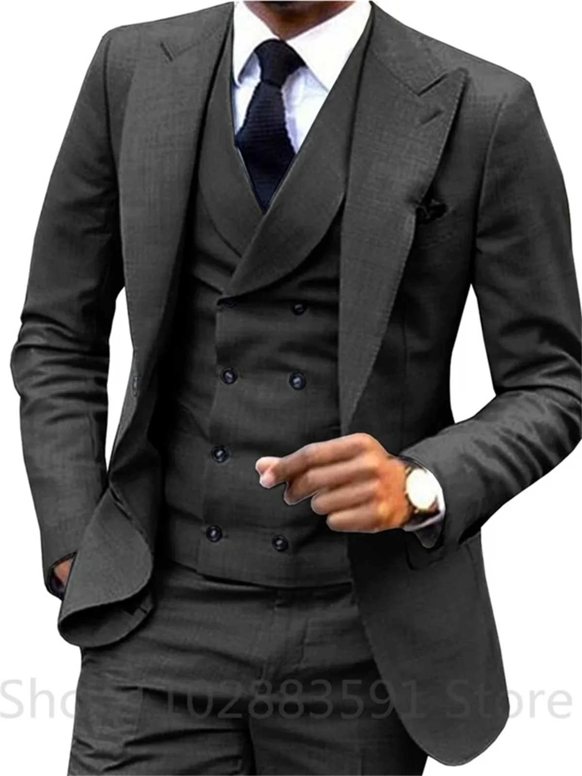 3 Piece Men Wedding Suit Prom Dress Business Men Suit Set Slim Fit Groom Tuxedo Male Blazer British Style