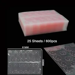 Waterproof Jelly Adhesive Nail Stickers - Double - Sided Breathable Glue for Fake Nail Tips (600 Pieces) (Pink)