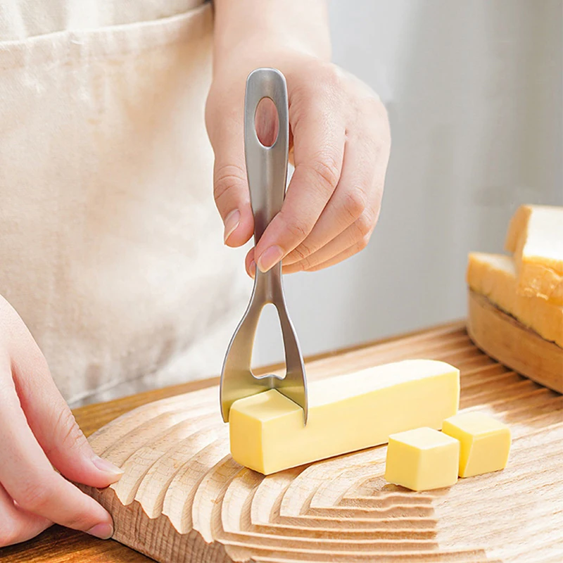 Butter Slicer Cutter Stainless Steel Cheese Cutter Multipurpose Cheese Slicer Ergonomic Handle,Cheese Slicer Food Cutter For Fruit, Egg, Baking, Kitchen Slicing Tool(Silver,Size:7.68x2.56x0.79inch