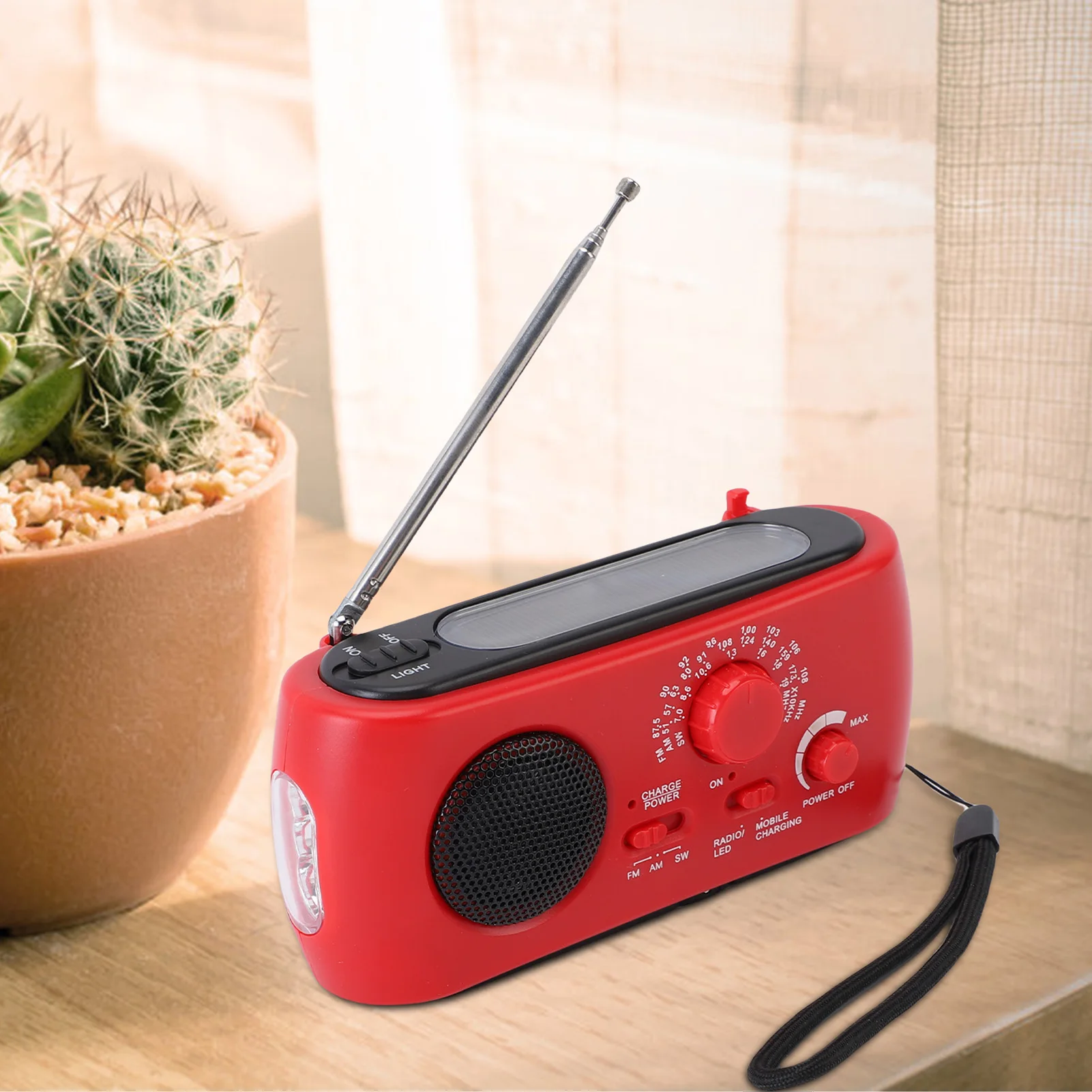 Hand Crank Emergency Radio Power Bank Function Solar Portable Radio ABS Multi Purpose 3 LEDs SOS Alarm Lightweight for Camping