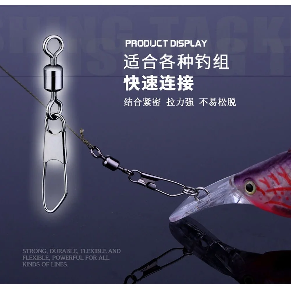 DNDYUJU-Size5 -14 낚시 루어 스위블 낚시 커넥터 핀 베어링 롤링 낚시 태클, 잉어 낚시 태클 50 피스