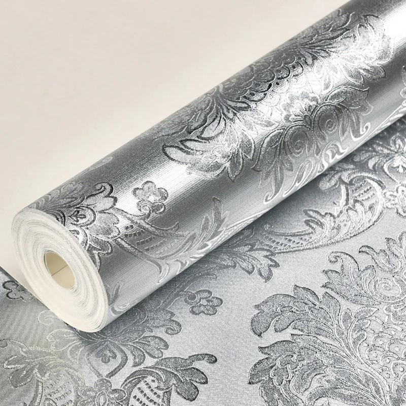 Damask Wall Paper Glitter Wallpaper Luxury Classic European Silver Floral Wallpaper 6 S3e82e8c65e4a44bfbc4cec4b18e29341O