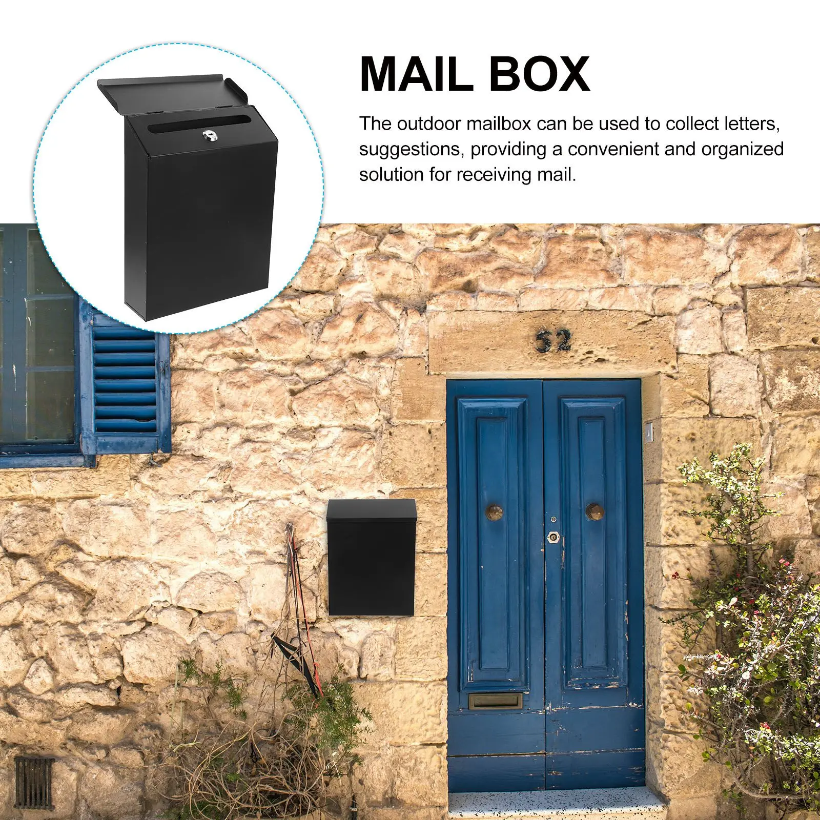 Iron Suggestion Box Home Mailbox Mounted Hanging Small Secure Lockbox Mailboxes
