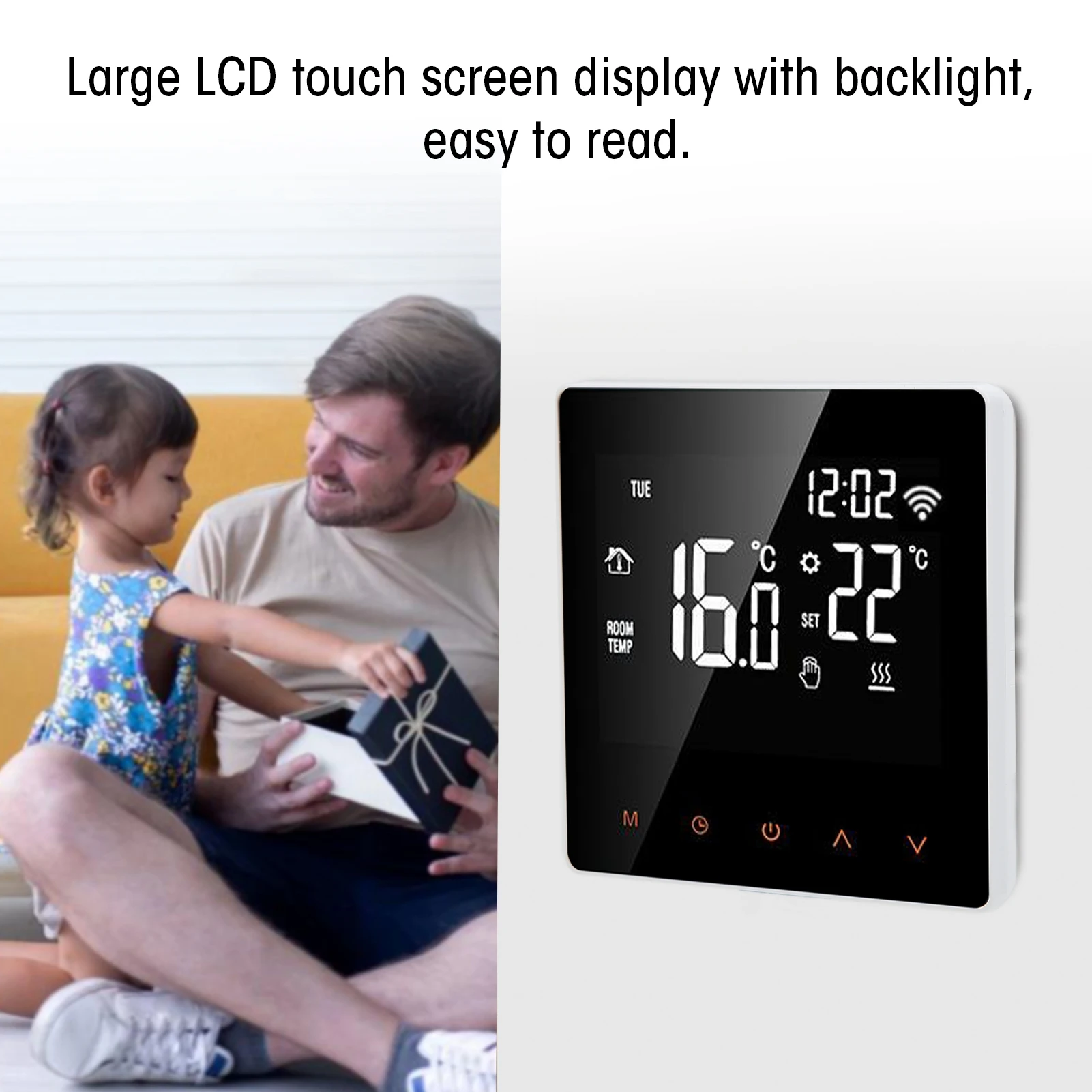 Termostato LCD WIFI Intelligente ME81H Per Riscaldamento A Pavimento Caldaia Elettrica A Parete Termostato Per Riscaldamento A Pavimento Per Tuya Ac230v Sfondo Bianco Pulsante Bianco 16a 87208930