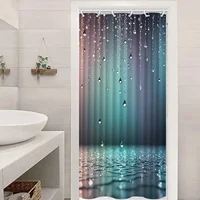 ม่านอาบน้ำดีไซน์หยดน้ำกันน้ำฉากกั้นอาบน้ำตกแต่งบ้านการพิมพ์ 3 มิติอุปกรณ์ห้องน้ำที่หรูหรา 3