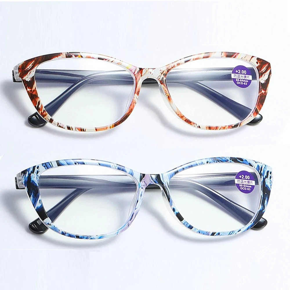 Damenbrille 2023, Trend, bedruckter Rahmen, Lesebrille, Herren, Augenschutz, Anti-Blaulicht, Presbyopie-Brille +1,0 ~ + 4,0