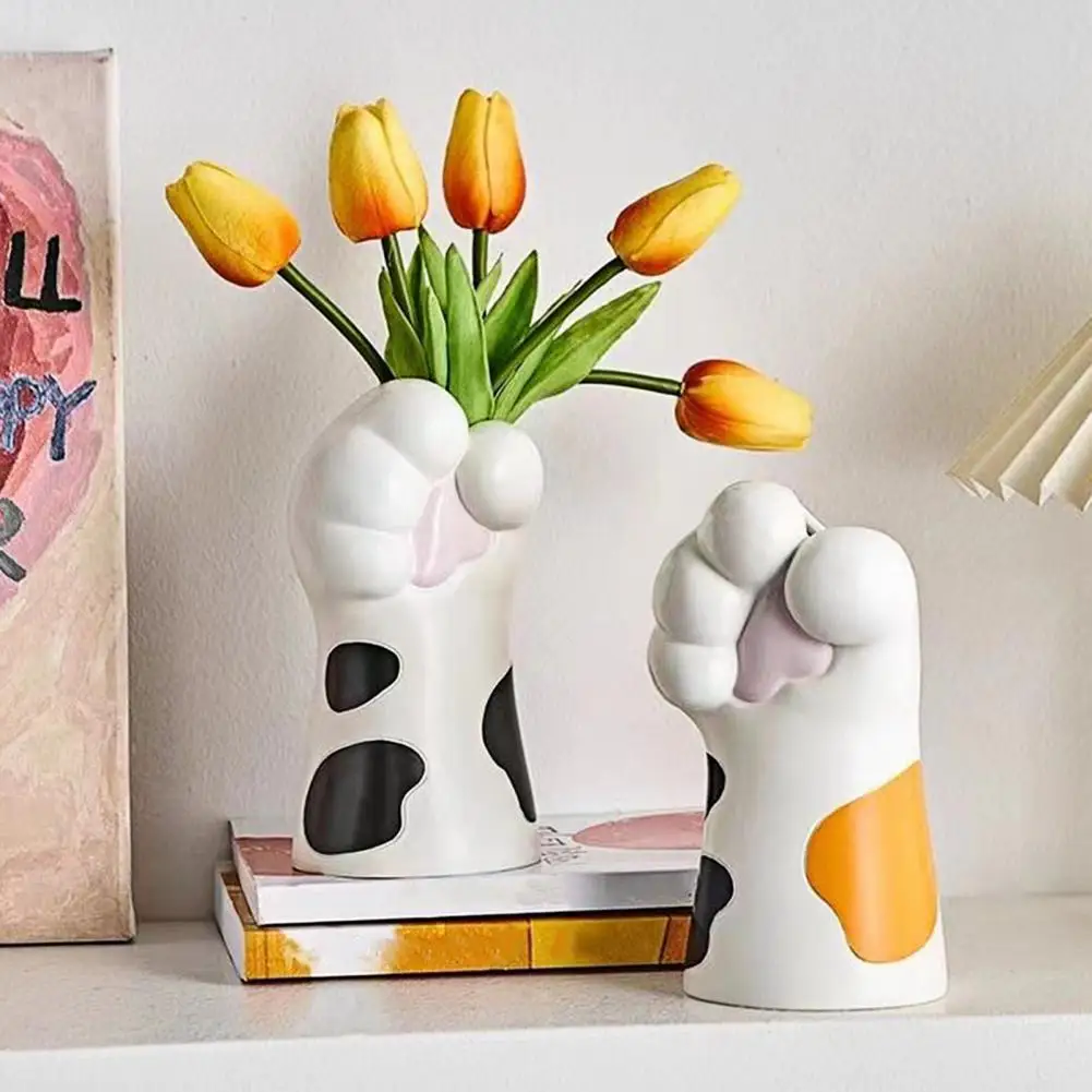 Cartoon Cat Paw Ornament Modern Vase Resin Desktop Ornament Flower Pot Holder for Home Decor Nordic Style 3