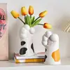 Cartoon Cat Paw Ornament Modern Vase Resin Desktop Ornament Flower Pot Holder for Home Decor Nordic Style 3