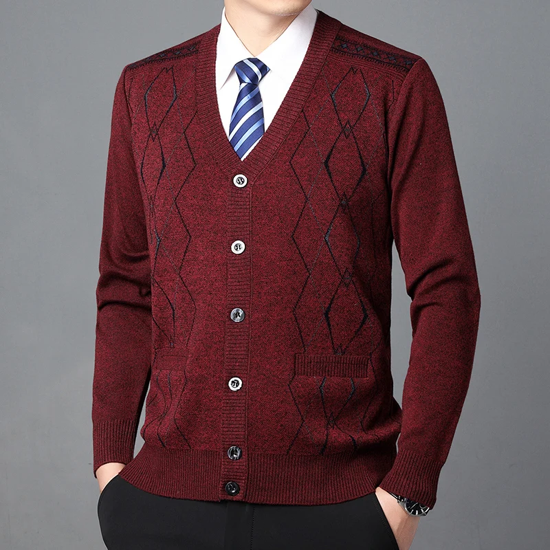 

Men's Cardigan Non Plush Fashion Casual Long Sleeved Sweater Warm V-neck Cardigan Coats