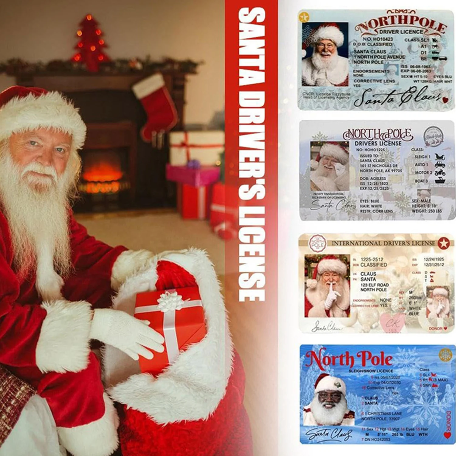 

Card Santa Claus Flying Licence Christmas Eve Driving Licence Christmas Gift For Children Kids Christmas Decoration 2023