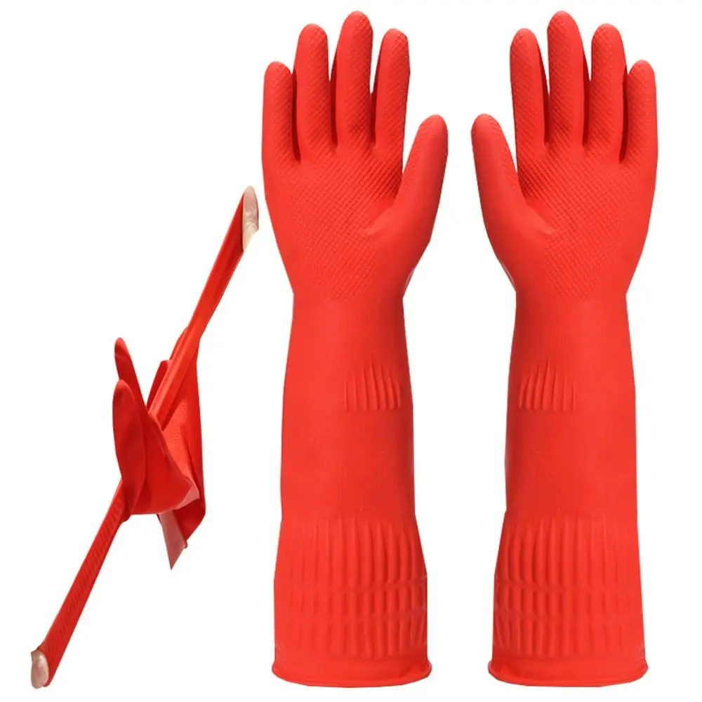 Pair Extra Long Rubber Rubber Gloves Thick Sleeve Car Washing