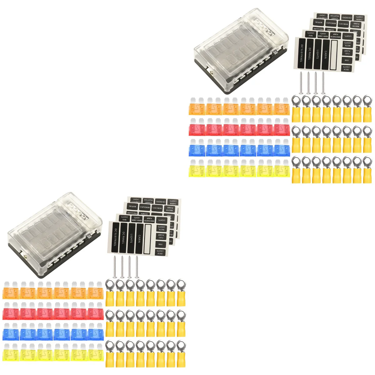 

2pcs 12 Ways Fuse Box Holder with LED Warning Indicator with Fuse for Car Boat Marine