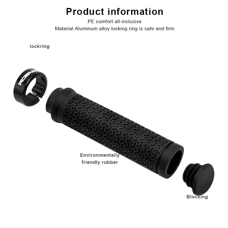 RIDERACE Non-slip Rubber Bicycle Handlebar Grips with Soft Locking Cover