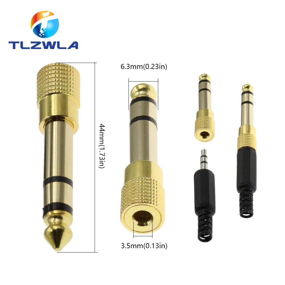 0405　両耳　3.5×21mmゴールド 5.6 Mm|3.5mm To 6.35mm Stereo Audio Adapter - Gold 1/4