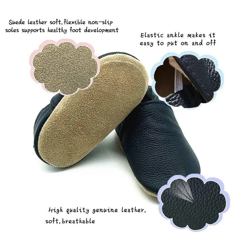 Baby Shoes Cow Leather Bebe Booties Soft Soles Non-slip Footwear Toddler First Wakers Boys And Girls Slippers 2