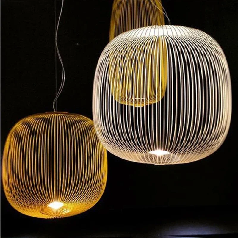 Nordic Remote Foscarini Spokes LED Pendant Lights Industrial Lamp Bird Cage Chandelier Dining Room Living LOFT LED Hanging Lamp 6