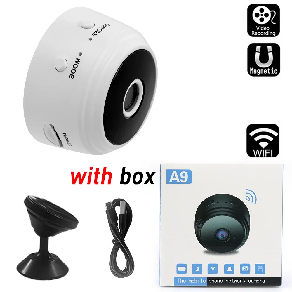 Telecamera Spia WiFi A9 1080P – Interna/esterna, Notte 5m, Rilevamento Movimento, Allarme, Alimentazione USB. Mini Videocamera Di Sorveglianza Per Casa, Auto E Animali!
