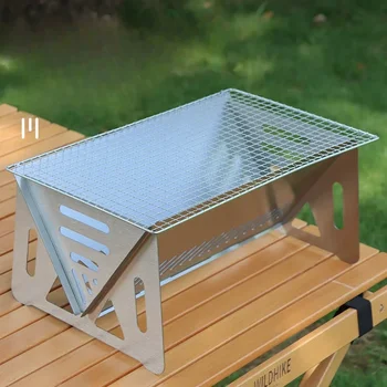 Multifunction Bbq Charcoal BBQ Grill Folding Furnace Barbecue Stainless Steel Kitchen Utensils Mesh Wood Stove Outdoor Bar Home