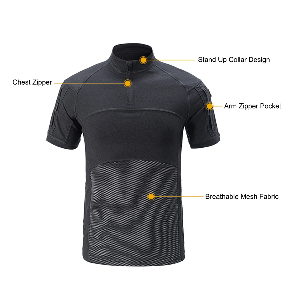 Tactical Short Sleeve Camouflage T Shirt Men's Camo Hiking Hunting Shirts Airsoft Paintball Combat Clothing combat shirts