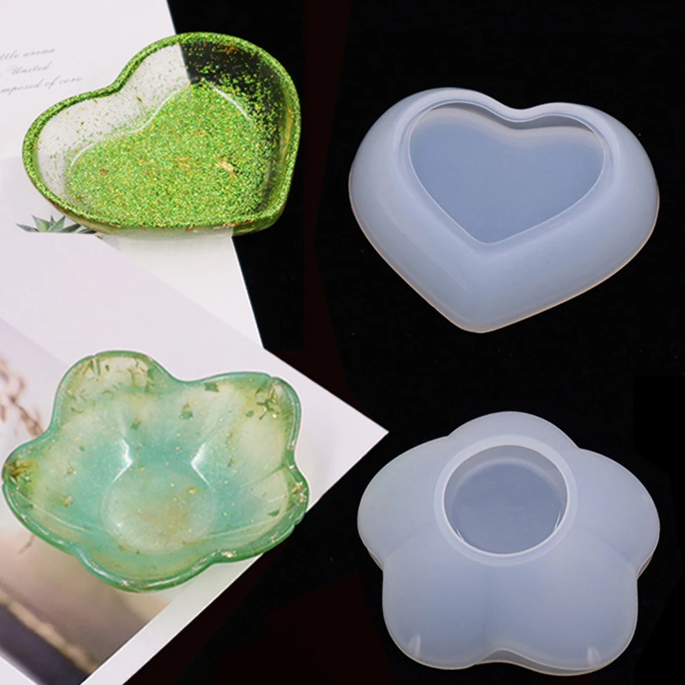 DIY Heart Storage Dish Hand Shaped Plate Silicone Molds For Handmade Cement Concrete Plaster Flower Tray Mould Home Decor silicone mold