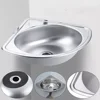 RV Kitchen Bathroom Sink Wall Mount Single Bowl Strainer+Down Pipe Stainless Steel Triangle Corner Sink Basin 1