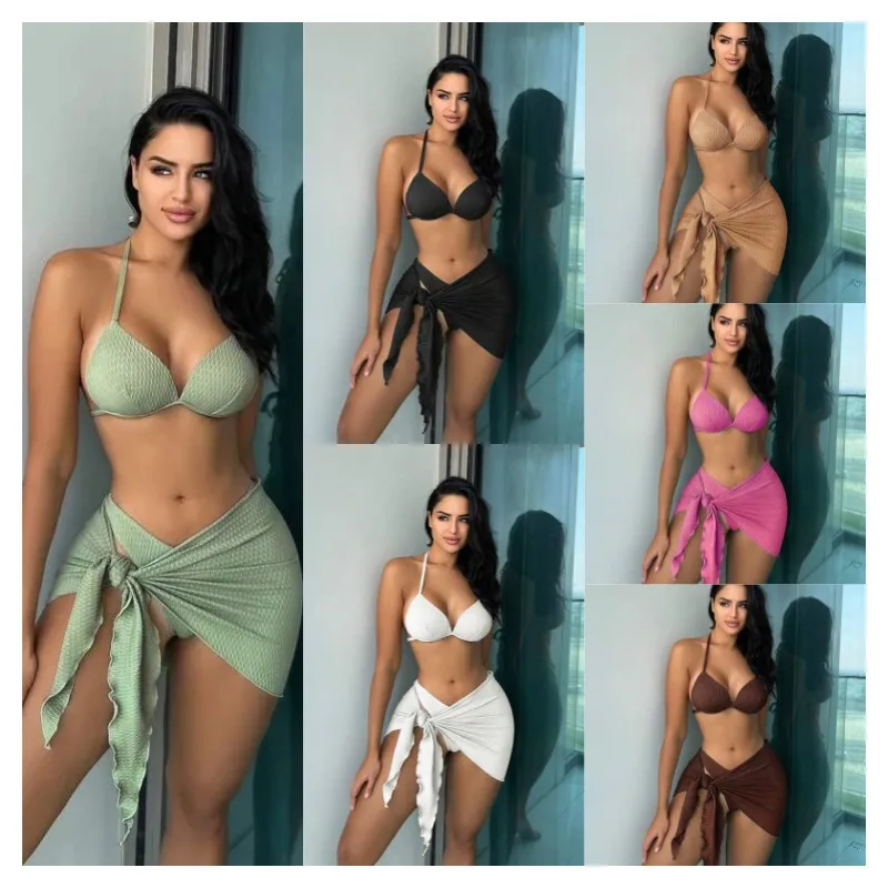 Women Swimwear European American Cross-Border Split Three Piece Set Bikini