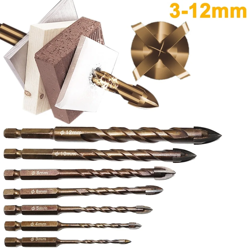 Cross Hex Tile Bits Glass Ceramic Concrete Hole Opener Alloy Triangle