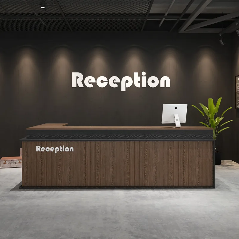 Commercial Retro Checkout Counters Solid Wood Corner Bar Restaurant Checkout Counters Reception Arc-shaped Furniture Kassa JT40C