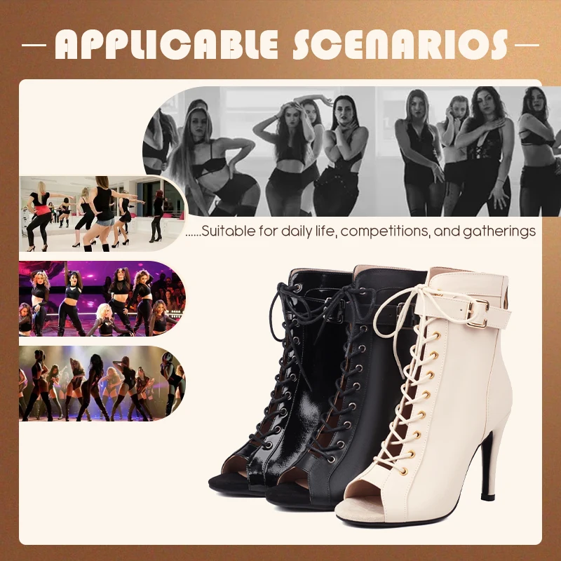 Women's Jazz Dance Shoes Girls Open-toed Strappy Sandals High-heeled Fish Mouth Latin Salsa Tango Heels Dance Boots