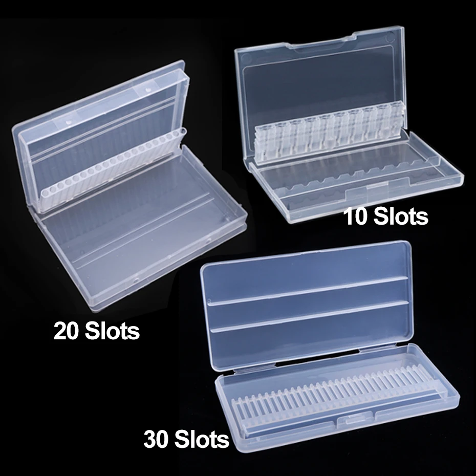 Nail Drill Bits Storage Box Clear Plastic Display Stand Holder Rotary Files Nail Cutters Bit Organizer Case Manicure Tools NFB5 nail storage box