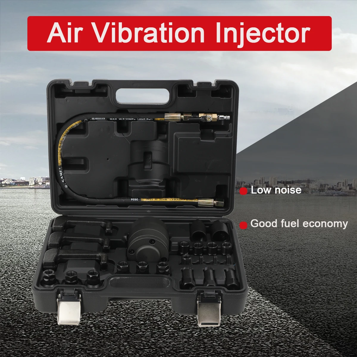 24PCs Professional Pneumatic Diesel Injector Puller Removal Tool Kit neumatic Injector Extractor Air Vibration Set