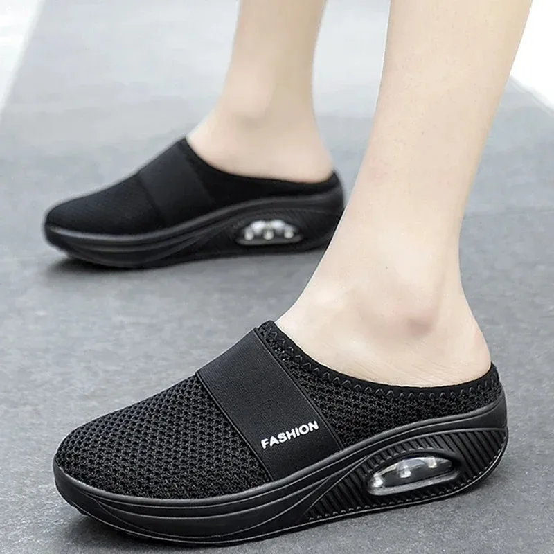 Slippers sandals shoes Women Wedge Breathable Slippers Summer Anti-slip Premium Sandals Vintage Casual Female Platform Shoes Plus Size Slides