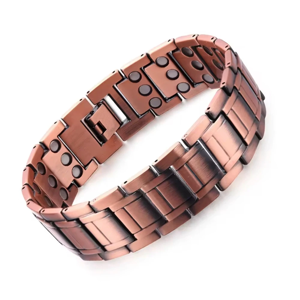 Men Pure Copper Bracelet 3500 Gauss 3X Strongth Magnetic Therapy Link Bracelets Christmas Jewelry Gift