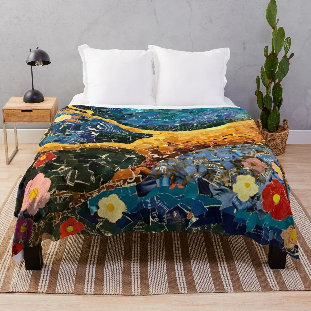 

Japanese Cherry Blossom Collage Throw Blanket Decorative Bed Blankets