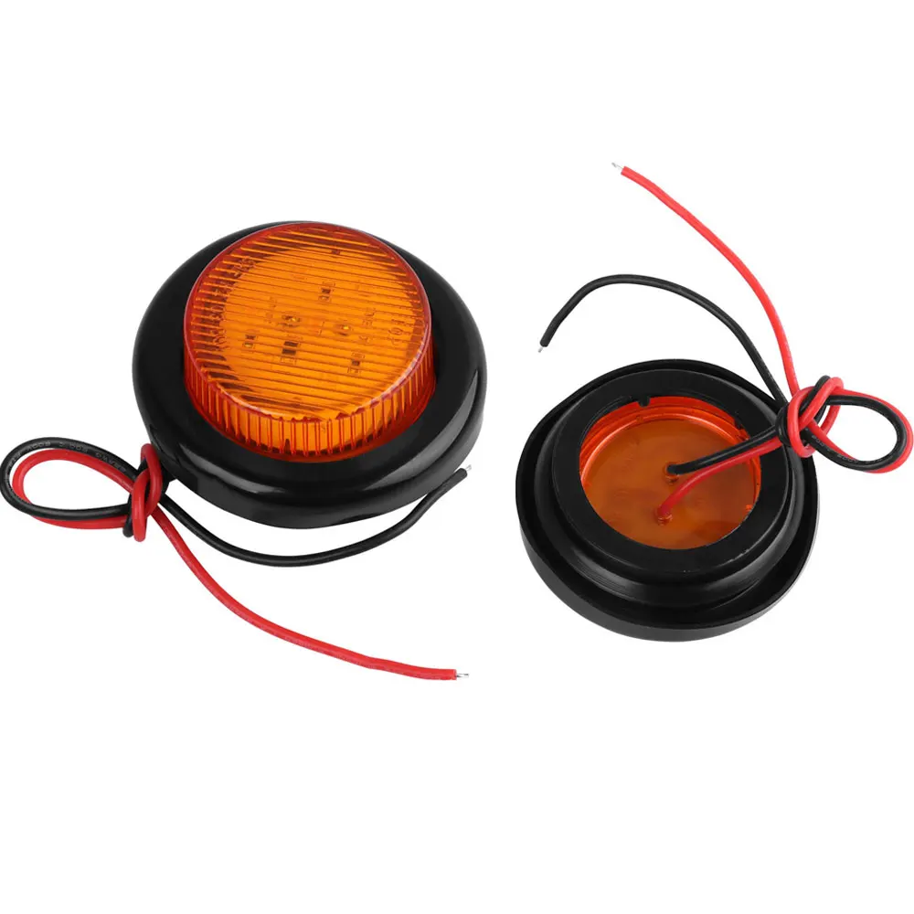 2-Inch LED Round Side Marker & Clearance Tail Light – 12V For Trucks & Trailers, Grommet Mount, 7 LEDs