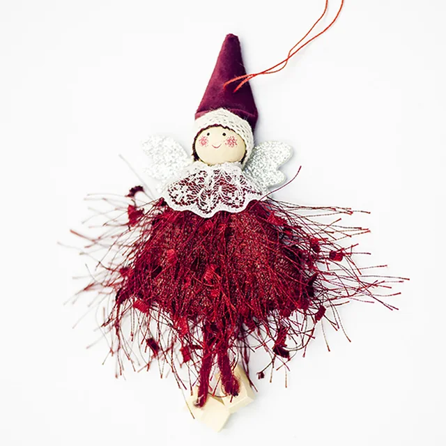 Christmas Tree Ornaments Pendant 19cm Cute Knitting Angel Doll Pendants Gifts For Kids Girls Christmas Decorations 2024 6