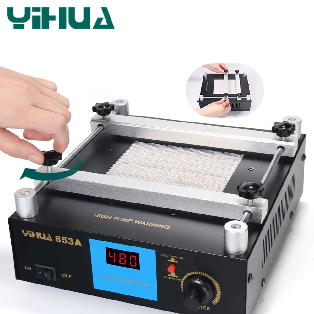 

YIHUA 853A BGA Rework Station PCB Desoldering Station Infrared Preheating Station 110/220V Digital Temperature Soldering Station