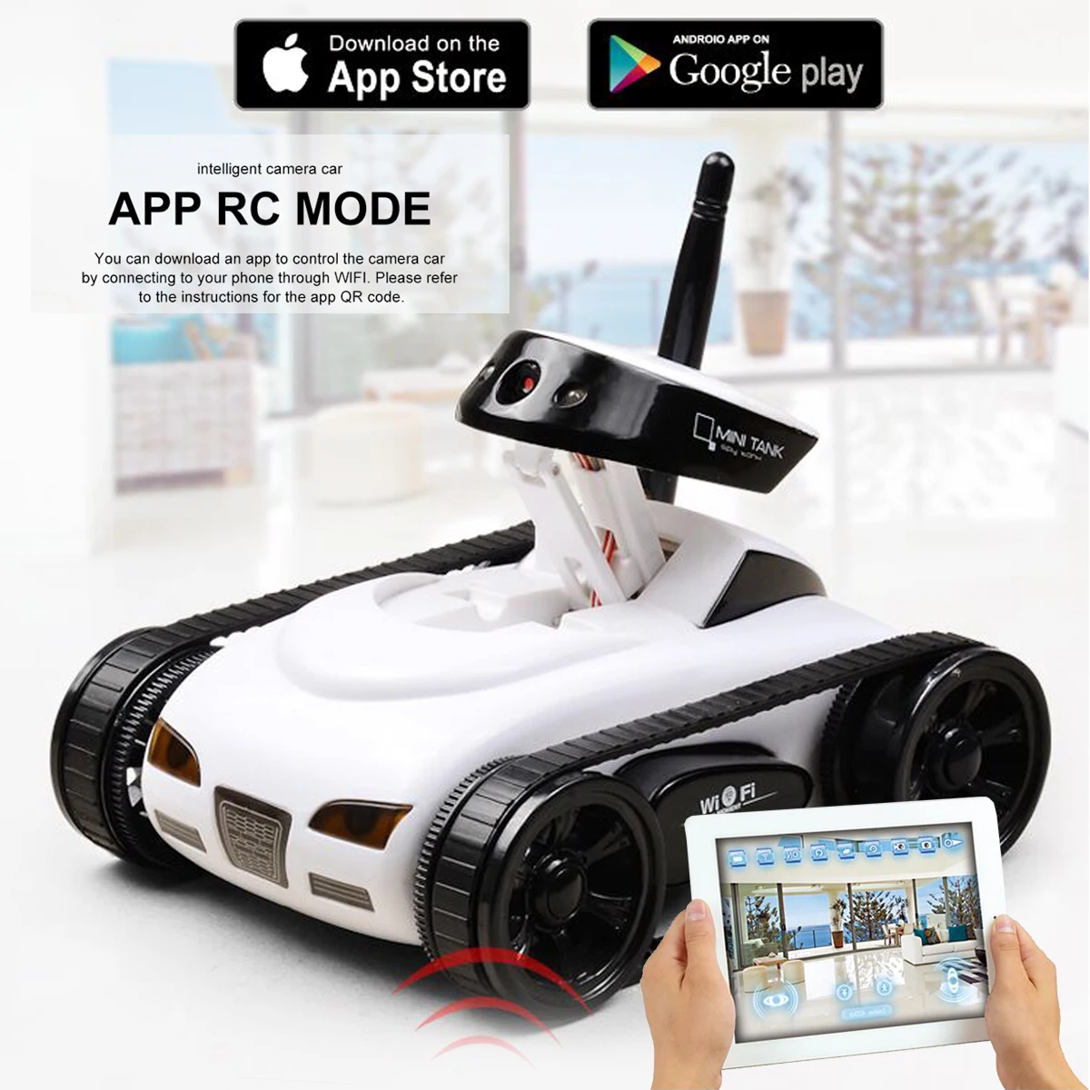Remote Control Tank Car App Controlled Wireless Spy Tank Transmission HD Camera Vision Toys Explore Move Motion Gifts