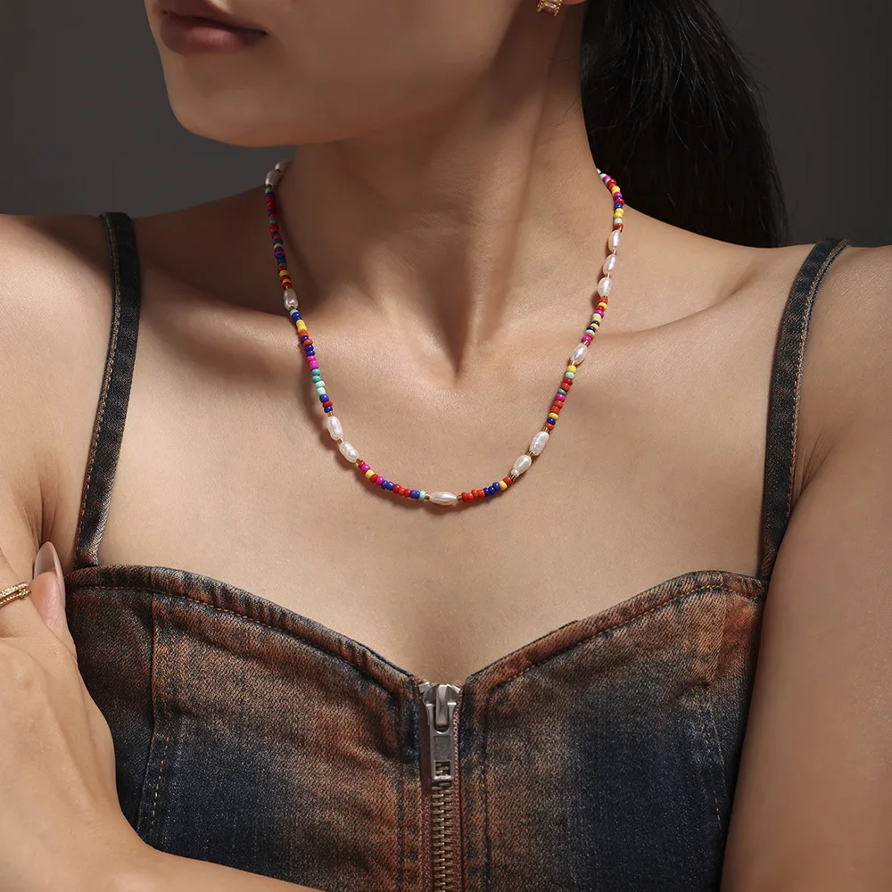 316 Edelstahl Anhänger Zirkon Halskette Frauen Mode Bunte Naturstein Perlen Kette Damen Luxus Schmuck Zubehör – Detail 12