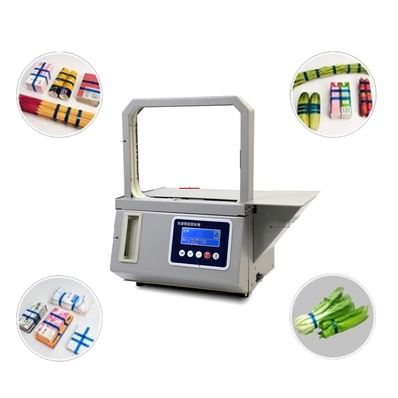 220V/110V Automatic OPP Strapping Machine Film Bag Hot Melt Plastic Tape Food Banding Supermarket Fresh Vegetable Tying