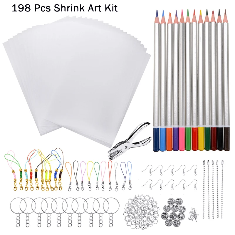 60 Pcs Heat Shrink Plastic Sheet Kit,heat Shrinky Sheets Creative  Pack,including 10Pcs Blank Shrink Film Paper And 5 Pcs Shrinky Art Paper  With Pattern,hole Punch,keychains,pencils For Kids – Casazo