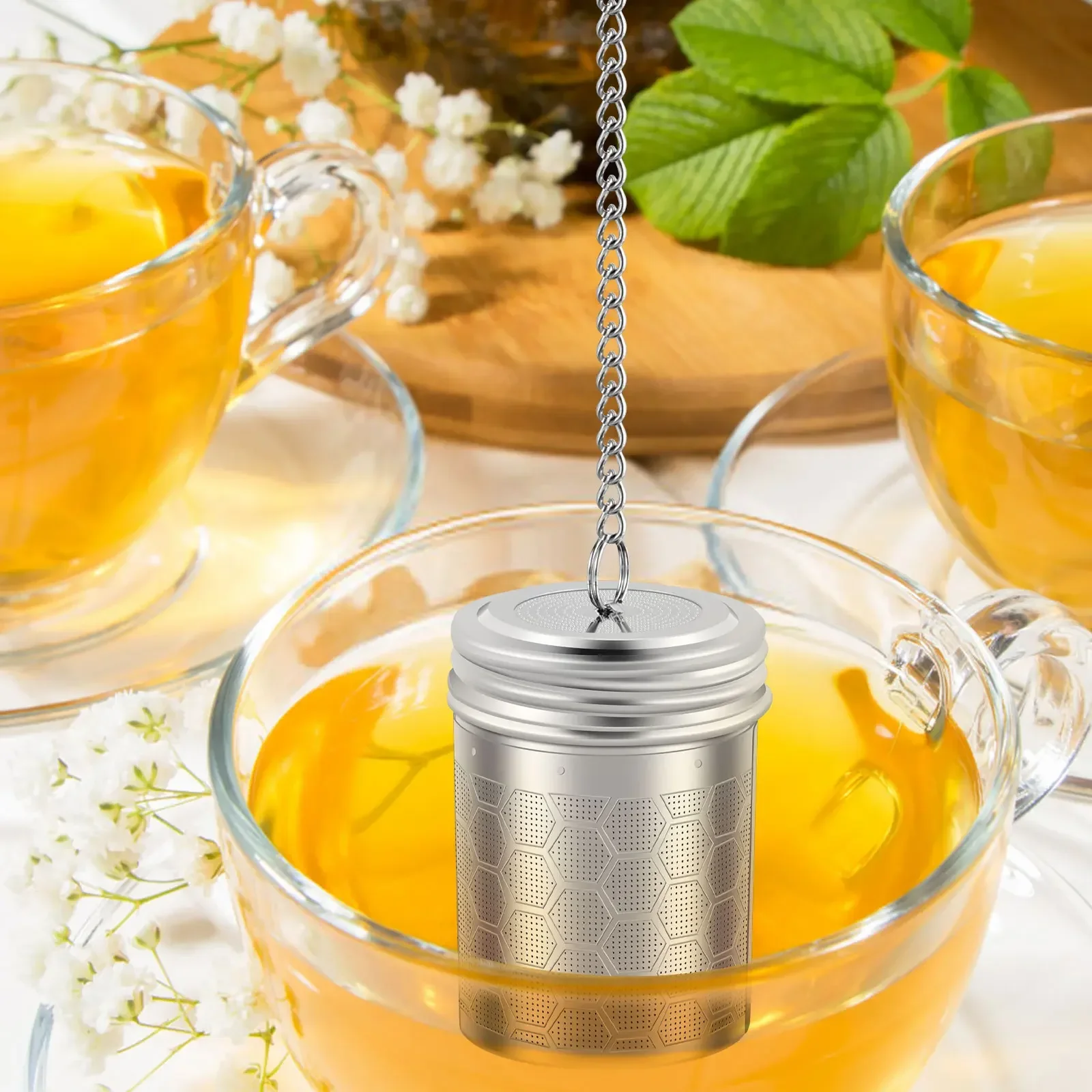 2Pcs Tea Infuser Stainless Steel Tea Strainer Teapot Fine Mesh Tea Leaves Spice Seasoning Filter Teaware Kitchen Accessories