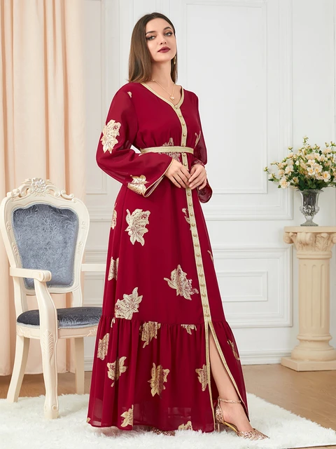 Vestido musulmán Mujeres Caftan Marocain Boda Vestidos turcos Kaftan  marroquí Túnica Musulmans Árabe Ropa islámica Djellaba Femme